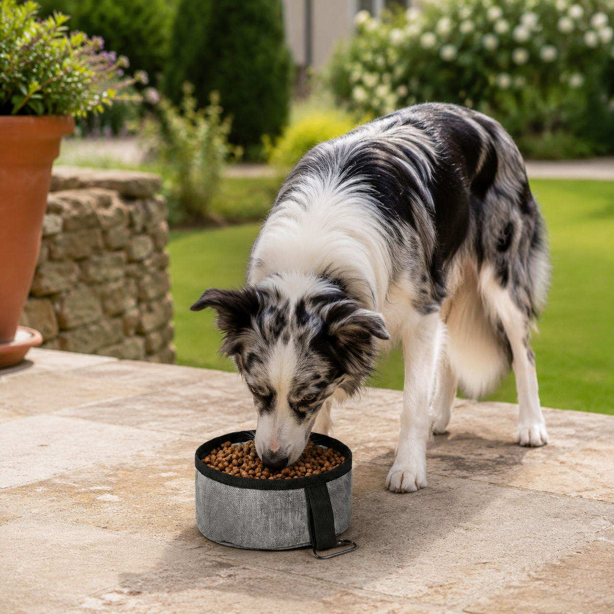 Outdoor portable folding pet bowl