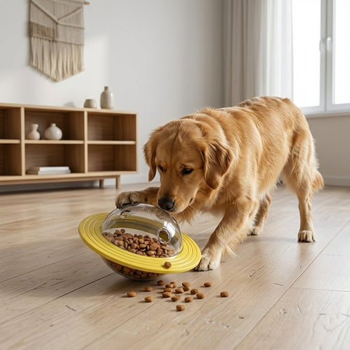 Disc-shaped food-dispensing puzzle toy